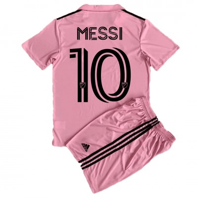 Otroški Nogometni dresi Inter Miami Lionel Messi #10 Domači 2023-24 Kratek Rokav (+ Kratke hlače)